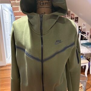 Nike Tech Olive Green Zip-Up Hoodie